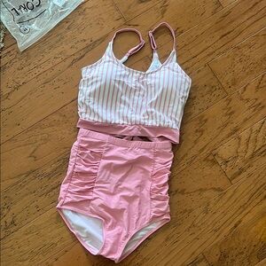Coral Reef Pink Striped Swimsuit BRAND NEW